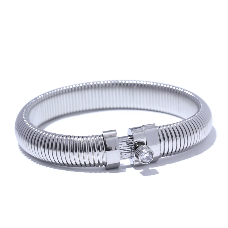Bracelete  Bangle com Elástico Unisex em Aço Inoxidável