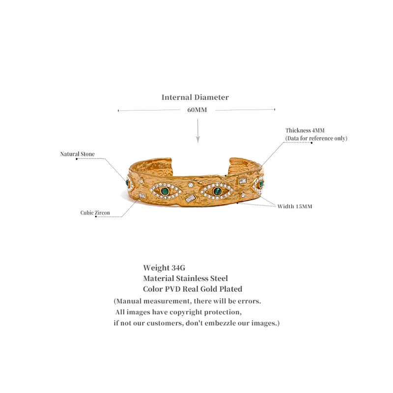Bracelete Hórus com Pedras em Zircónia Banhado a Ouro 18K