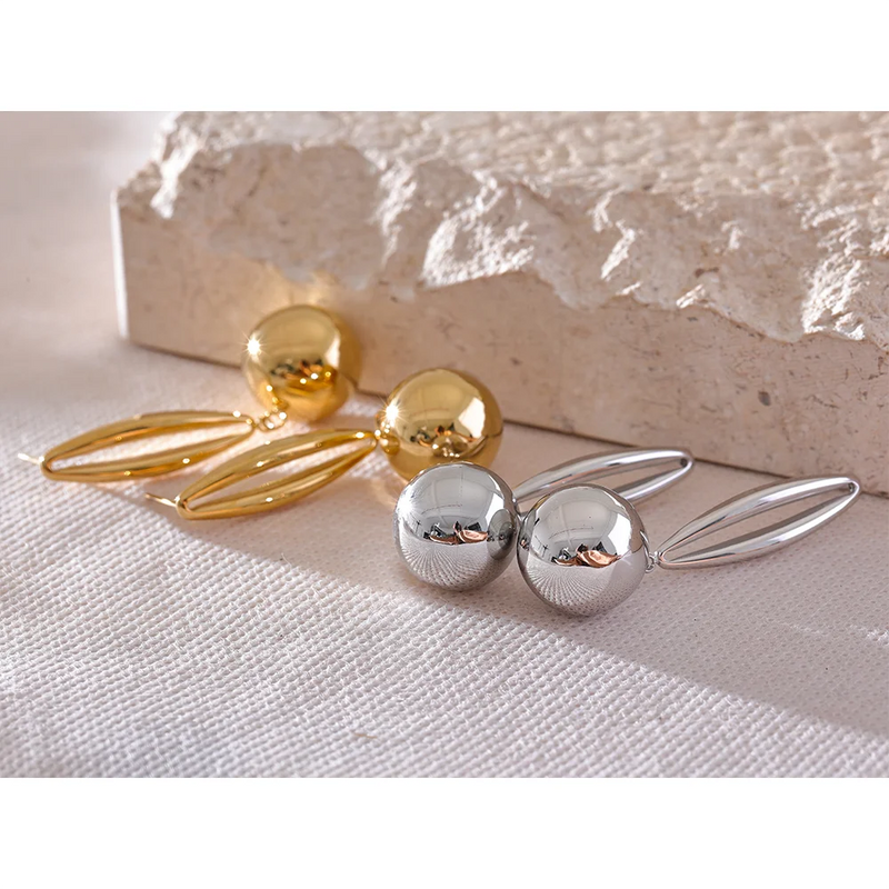 Brincos Hollow Drop - Banhado a Ouro 18K