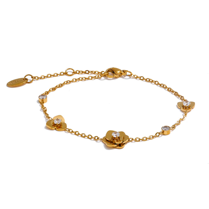 Bracelete Metal Flower Banhado a Ouro 18K