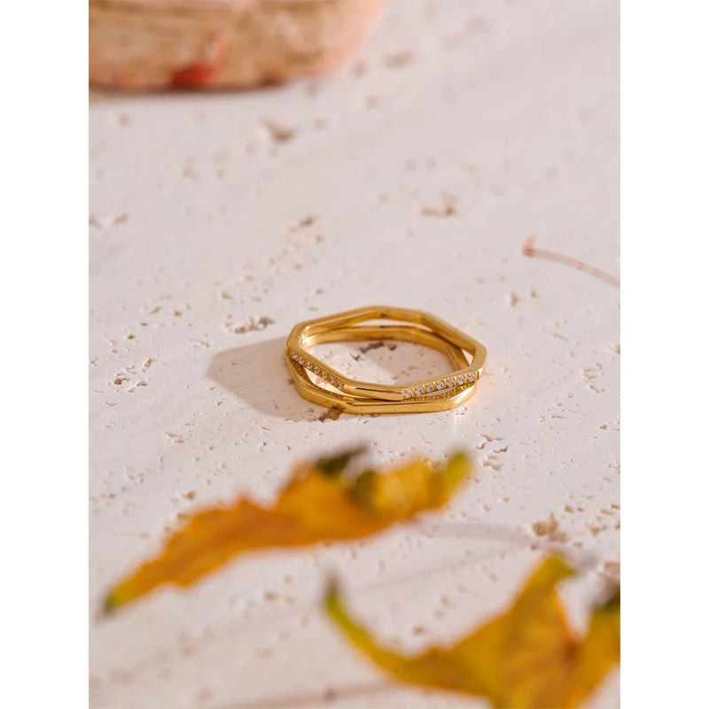 Anel Square Banhado a Ouro 18K