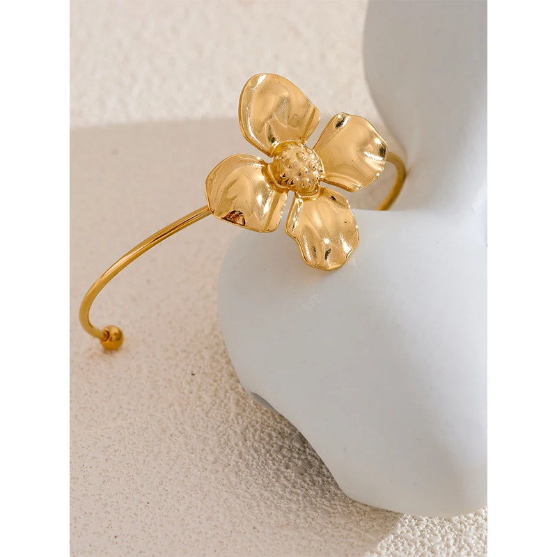 Bracelete  Flor Dourada Banhado em Ouro 18K