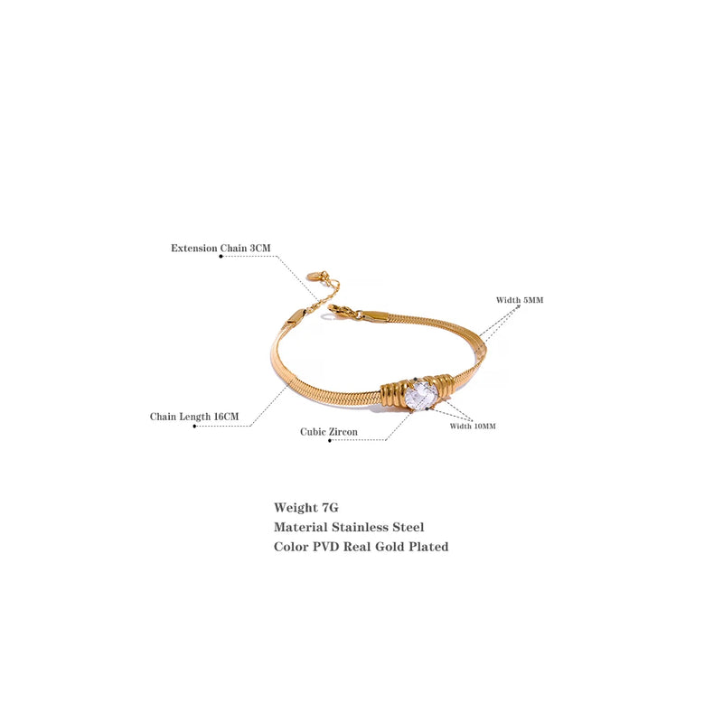 Bracelete Snake Banhado a Ouro 18K e Pedras em Zircónia