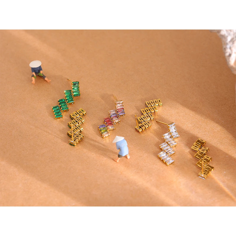 Trendy Earring with Zirconia Stone