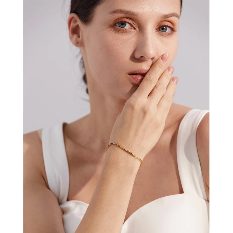 Bracelete Colorful Banhado a Ouro 18K e Pedras em Zircónia