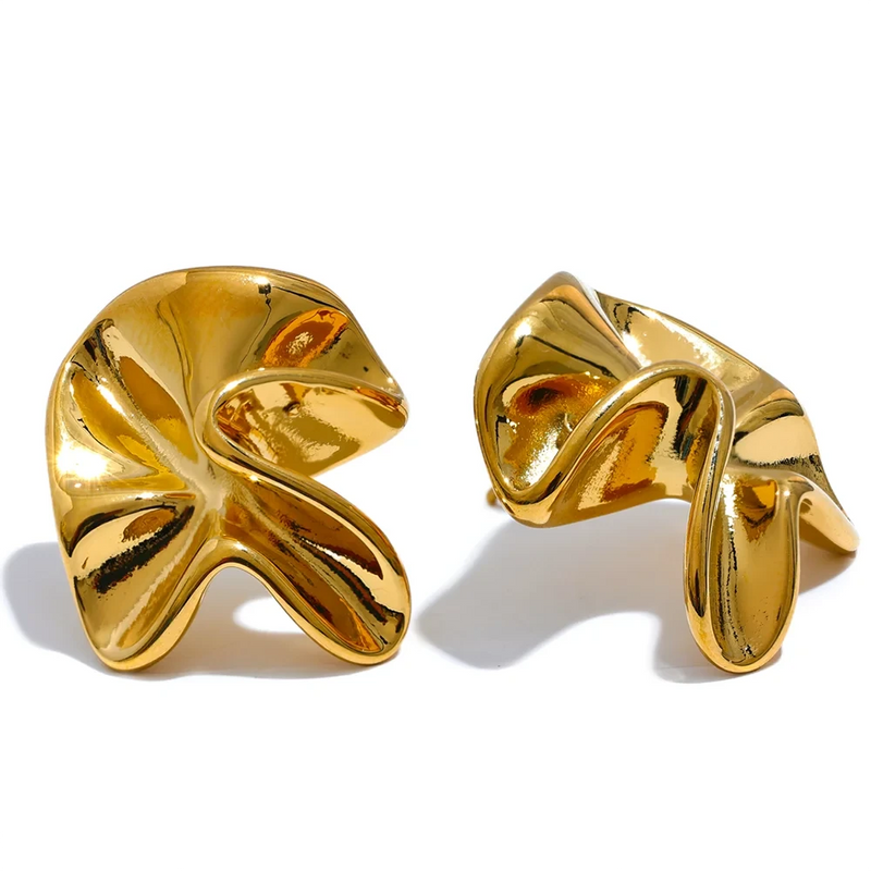 Brinco Irregular - Em Prata e Dourado