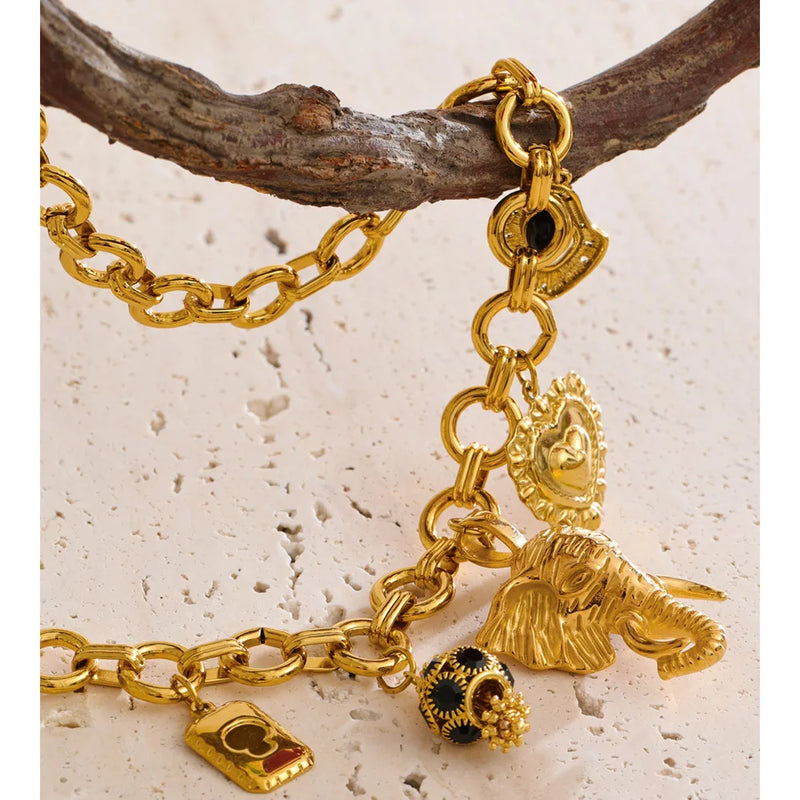 Colar Drop Elefante Banhado a Ouro 18K