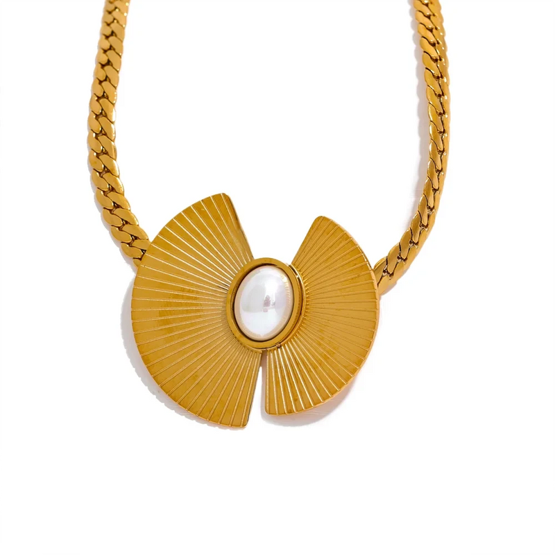 Peacock Necklace - 18K Gold Plated with Natural Pearl