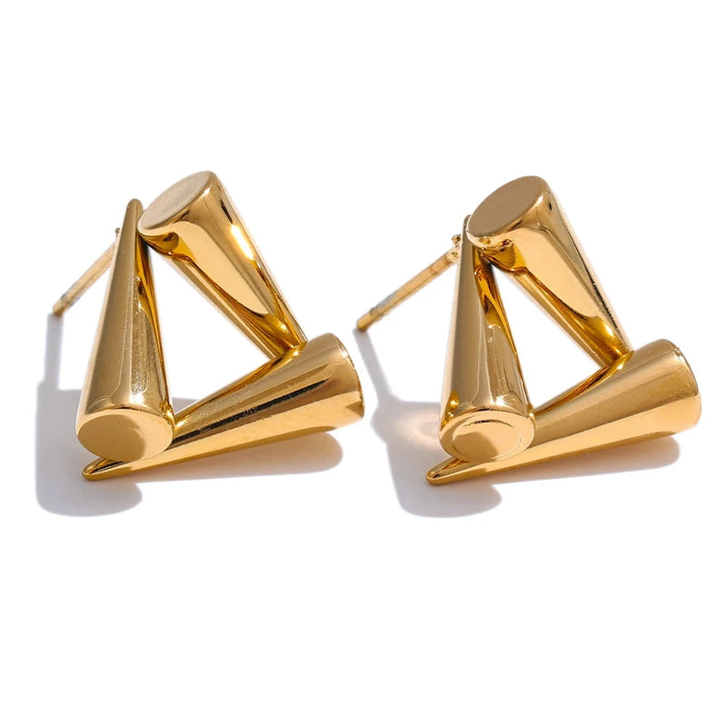 Brincos Triângulo em Aço inoxidável banhado a ouro / Dourado e Prata