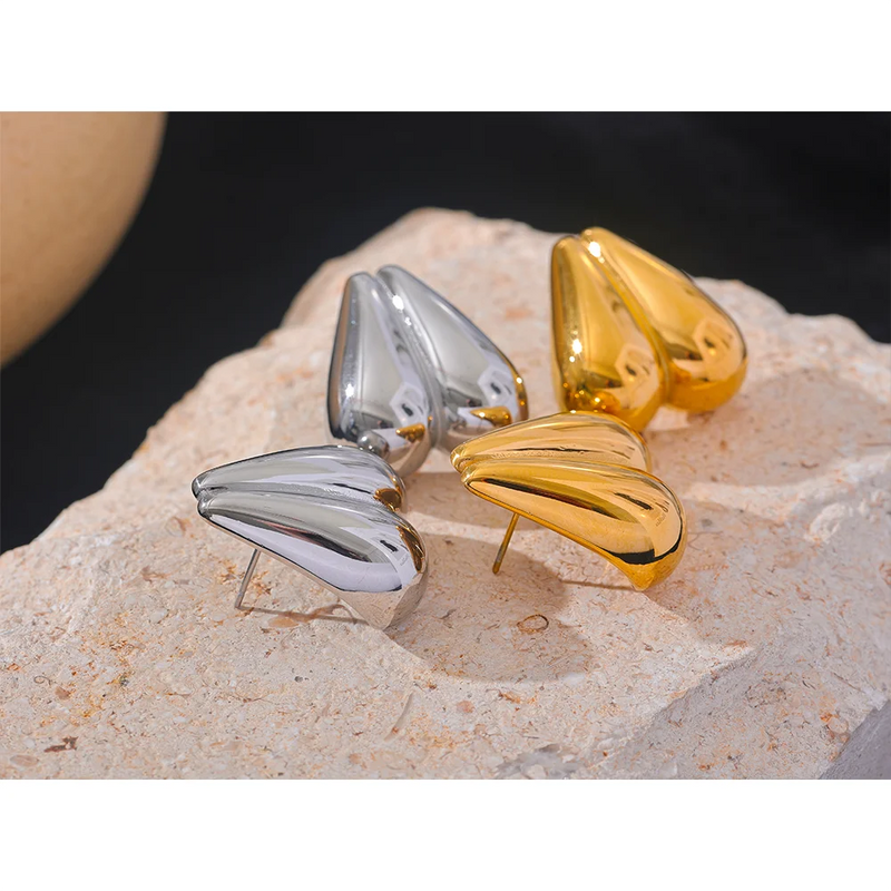 Love Earrings in Gold and Silver Stainless Steel