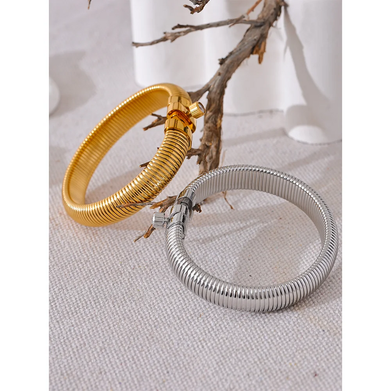 Bracelete  Bangle com Elástico Unisex em Aço Inoxidável