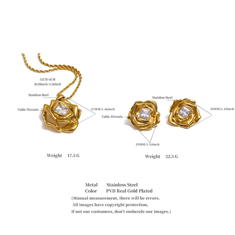 Conjunto Julieta Banhado a Ouro 18K Com pedras em Zirconia