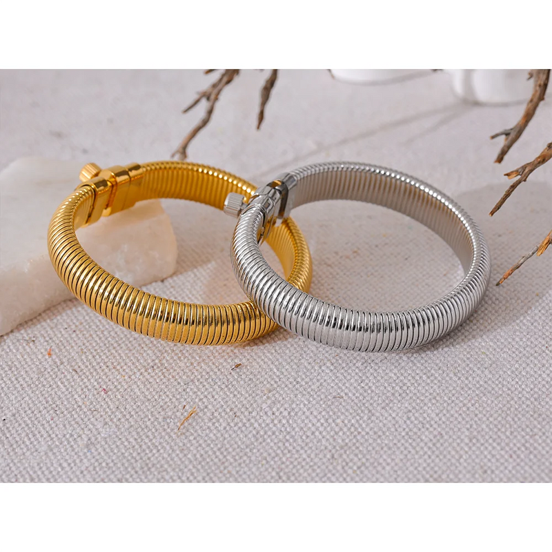 Bracelete  Bangle com Elástico Unisex em Aço Inoxidável