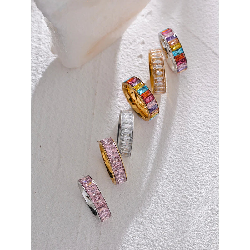 Anel MultiColor com pedras em Zircônia