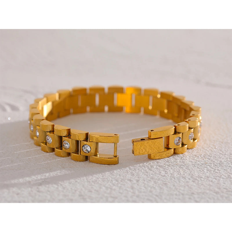Bracelete Verus - Com Pérolas Naturais e pedras em Zircónia banhada a Ouro 18K