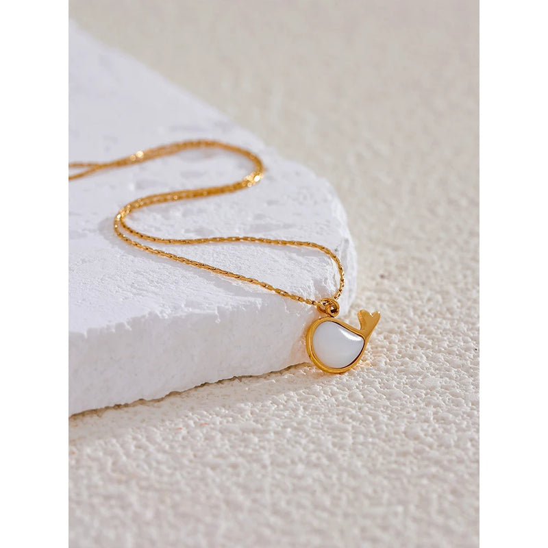Gold Stainless Steel Fish Necklace