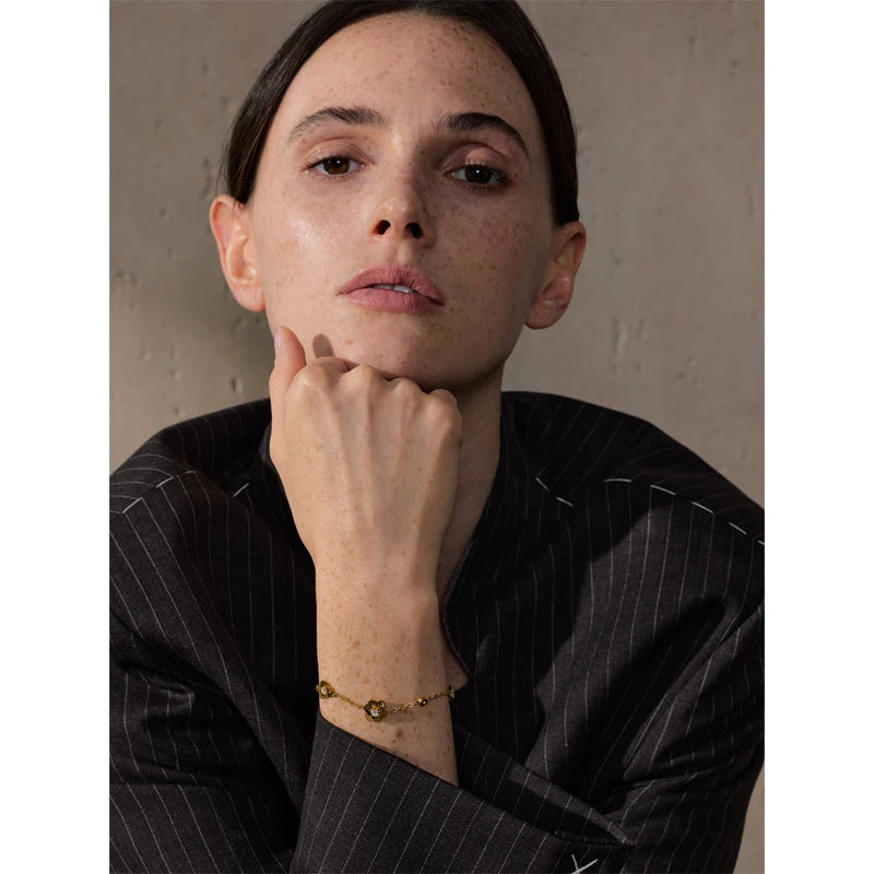 Bracelete Metal Flower Banhado a Ouro 18K