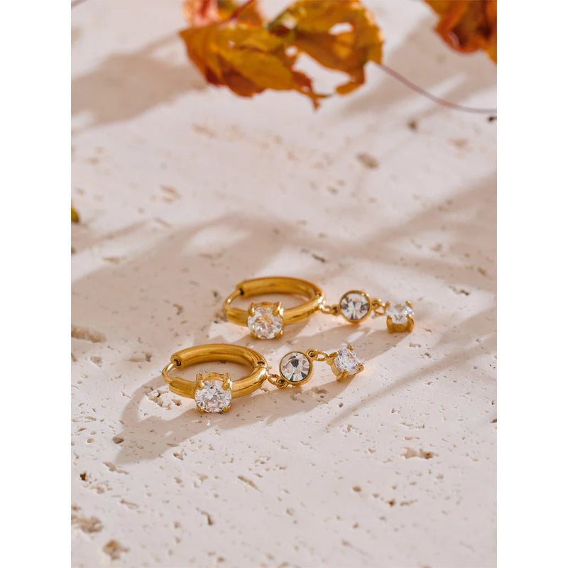 Brincos Shiny com Pedras em Zirconia