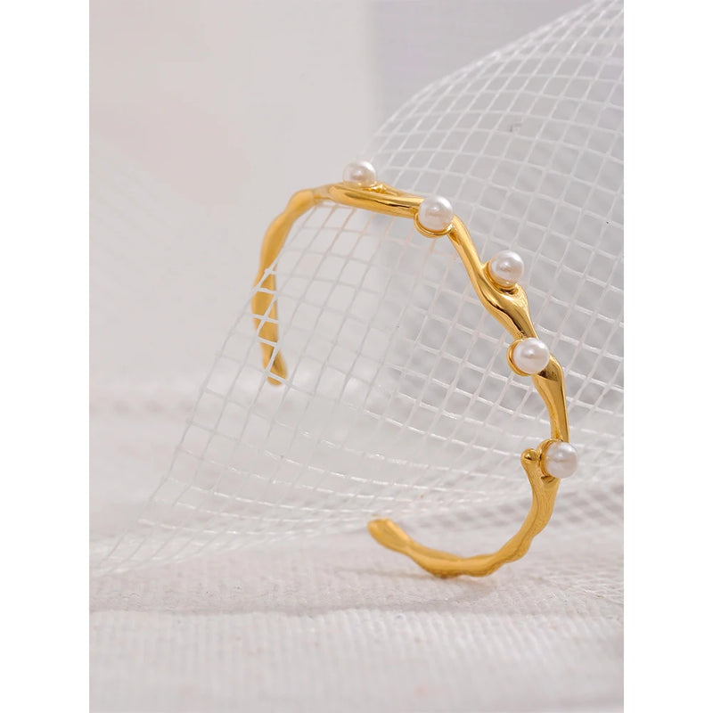 Bracelete Étoile - Com Pérolas Naturais de Água Doce