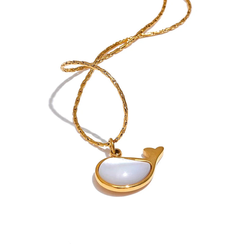 Gold Stainless Steel Fish Necklace