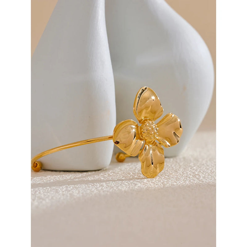 Bracelete  Flor Dourada Banhado em Ouro 18K
