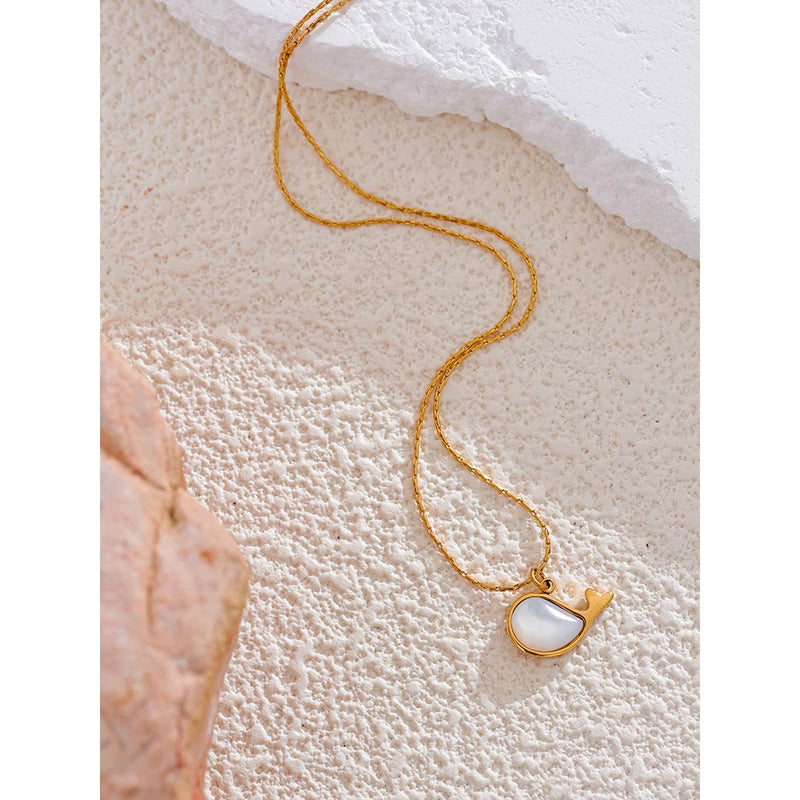 Gold Stainless Steel Fish Necklace