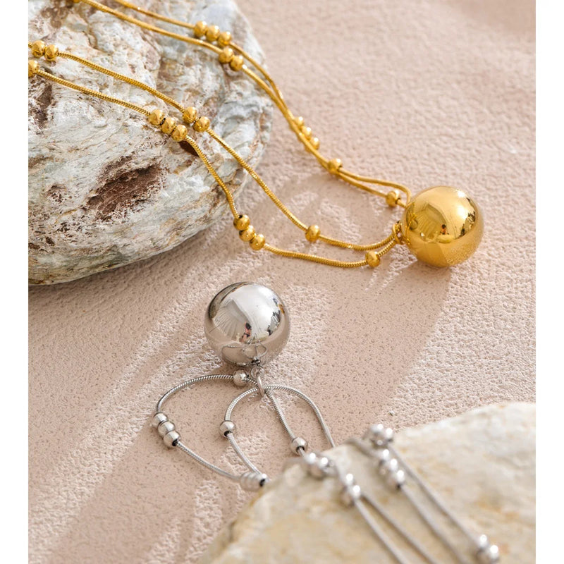 Colar Cristal do Mar Banhado a Ouro 16K