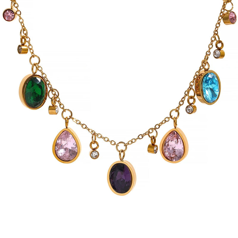 Delicate 18K Gold Plated Necklace with Zirconia Stone