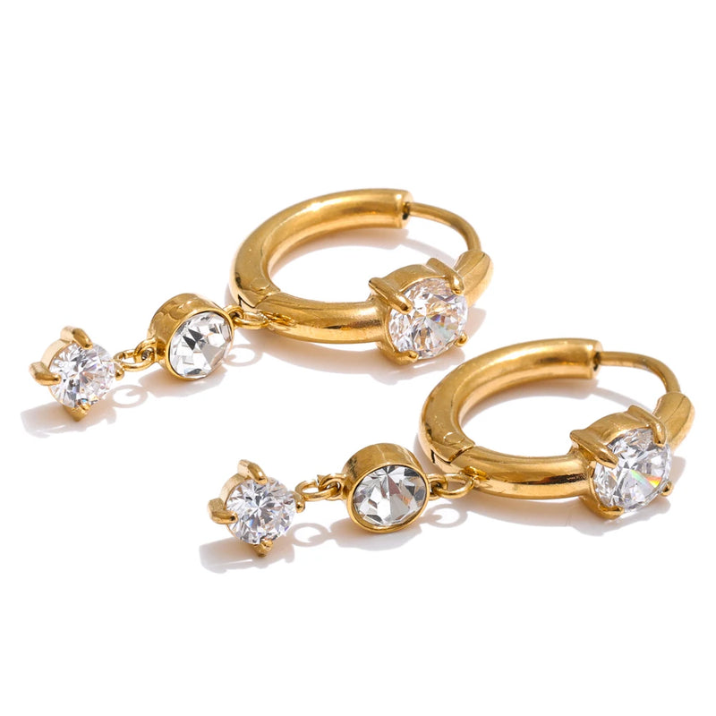 Brincos Shiny com Pedras em Zirconia