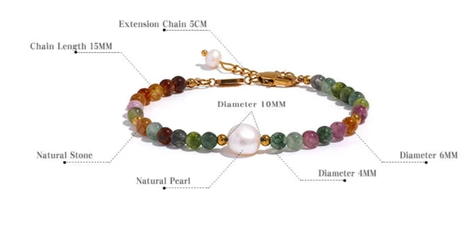 Gift Bracelet with stones and natural Pearl