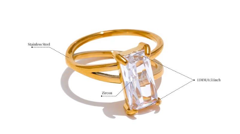 18K Gold Plated Star Ring with Zirconia Stone