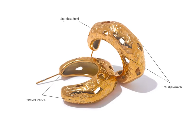 C-Shape Earrings in 18K Gold Plated Steel