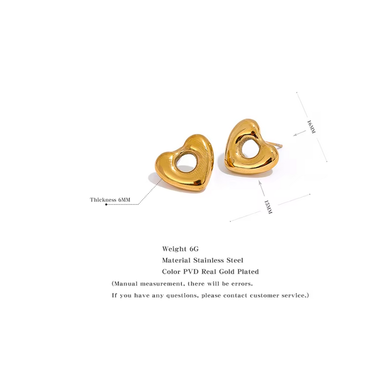 Illuminated Heart Earring in Stainless Steel 18K Gold Plated