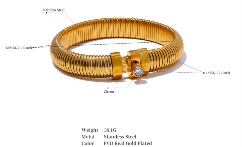 Bracelete  Bangle com Elástico Unisex em Aço Inoxidável