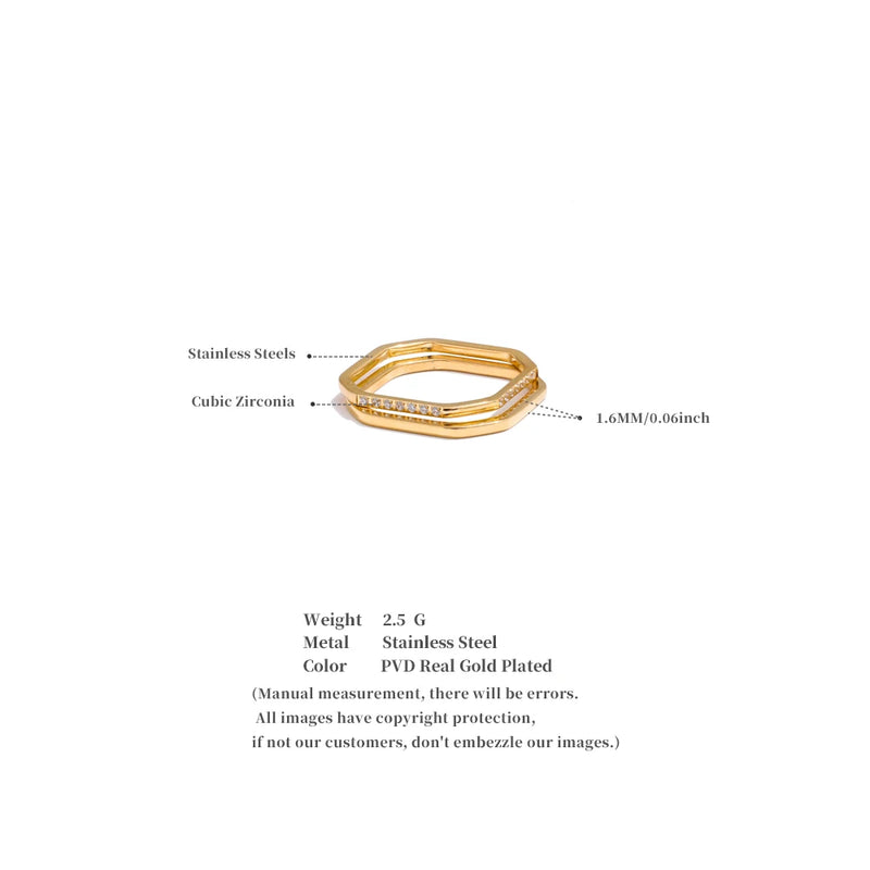 Anel Square Banhado a Ouro 18K