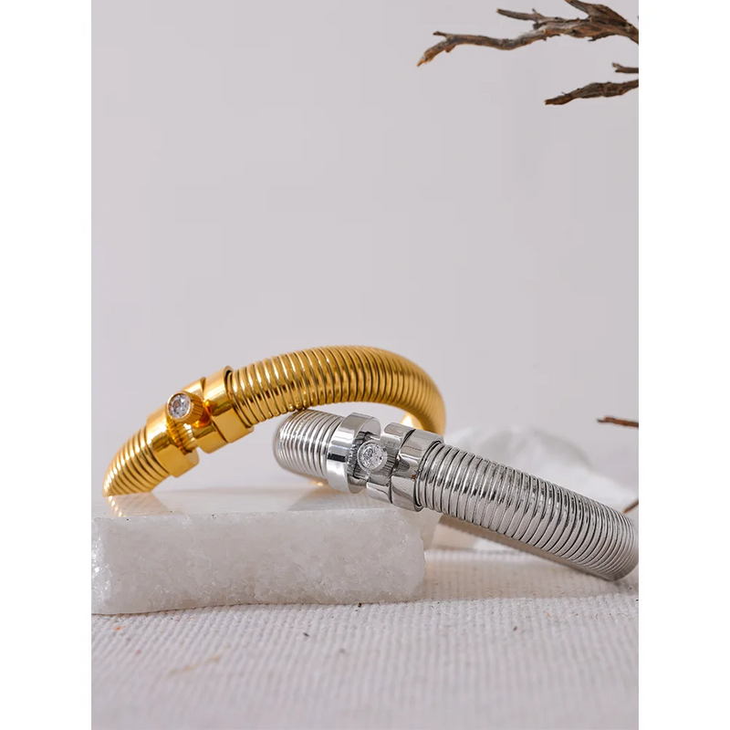 Bracelete  Bangle com Elástico Unisex em Aço Inoxidável