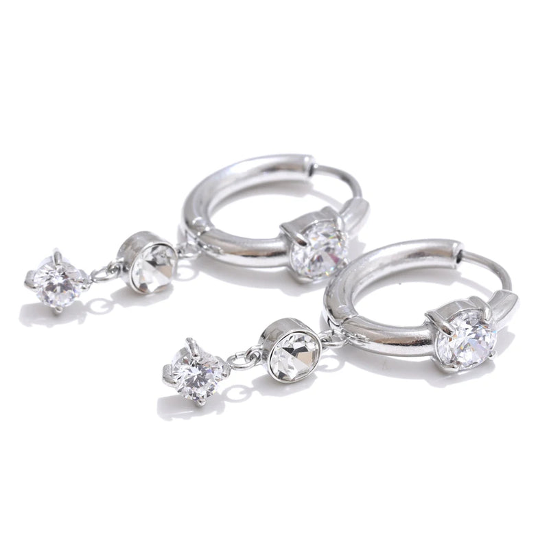 Brincos Shiny com Pedras em Zirconia