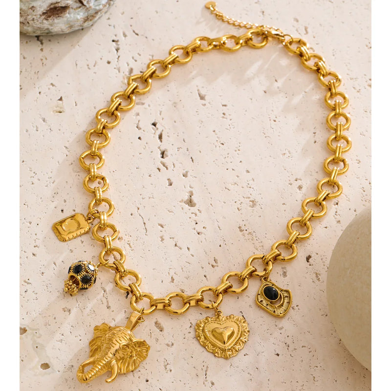 Colar Drop Elefante Banhado a Ouro 18K