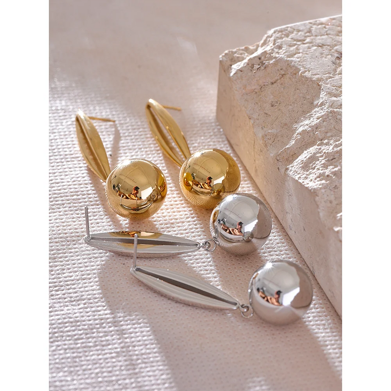 Brincos Hollow Drop - Banhado a Ouro 18K