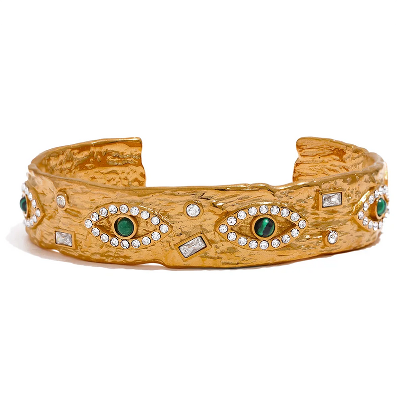 Bracelete Hórus com Pedras em Zircónia Banhado a Ouro 18K
