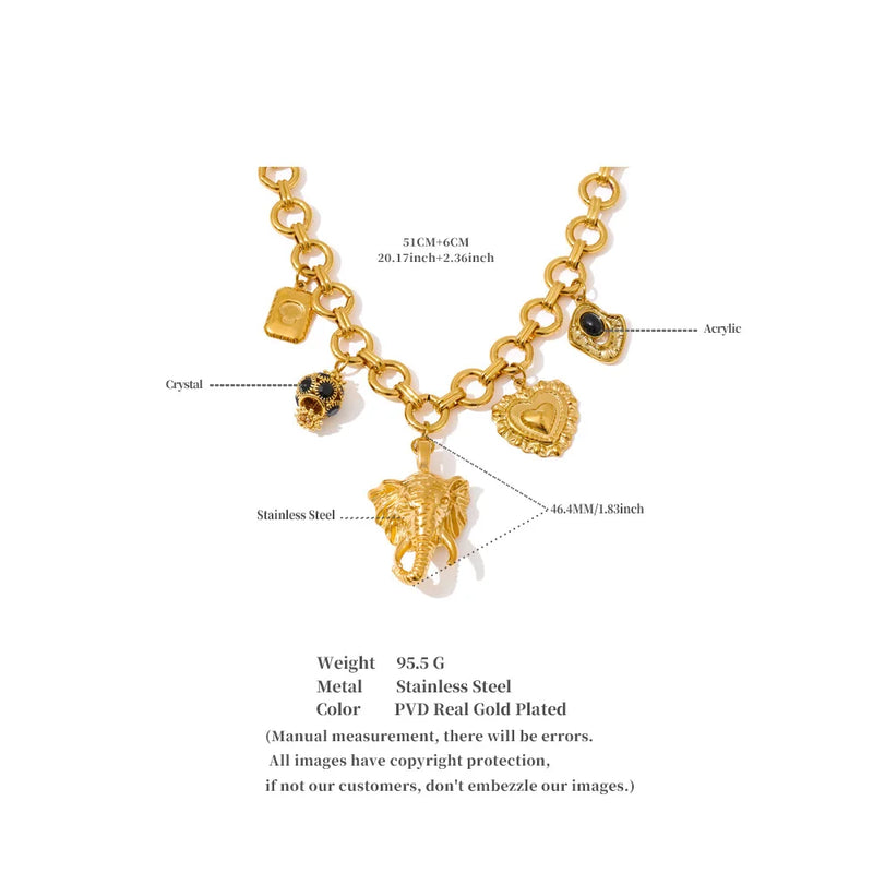 Colar Drop Elefante Banhado a Ouro 18K