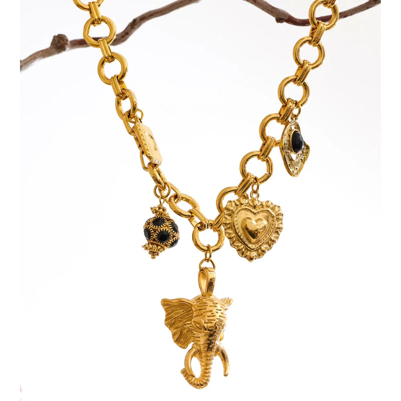 Colar Drop Elefante Banhado a Ouro 18K