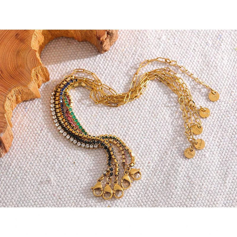 Bracelete Colorful Banhado a Ouro 18K e Pedras em Zircónia