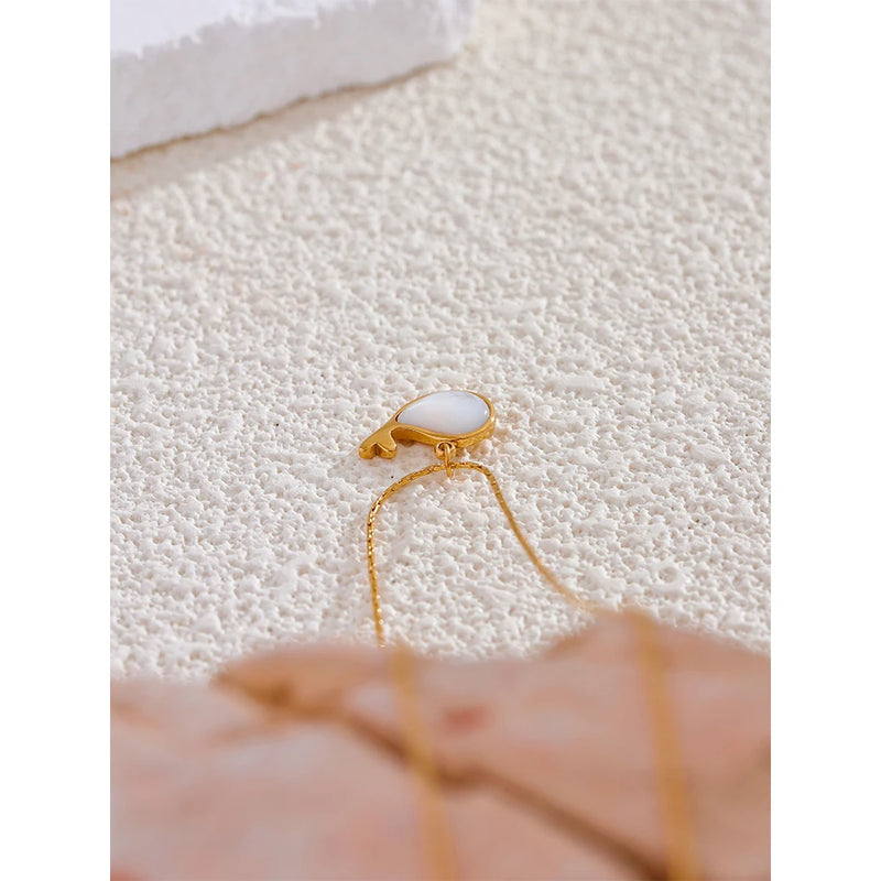 Gold Stainless Steel Fish Necklace