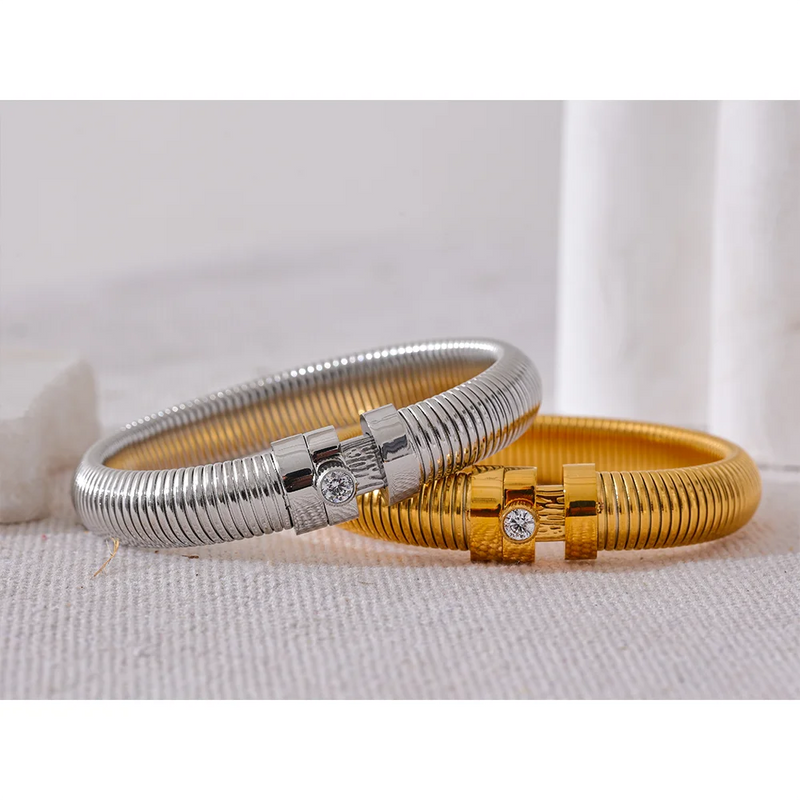 Bracelete  Bangle com Elástico Unisex em Aço Inoxidável