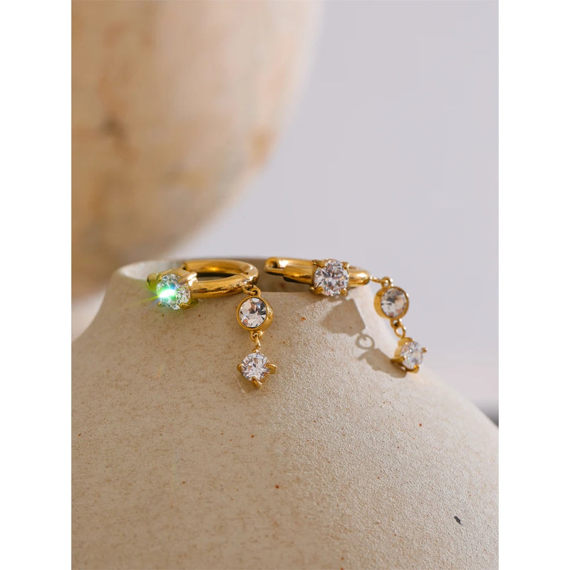 Brincos Shiny com Pedras em Zirconia